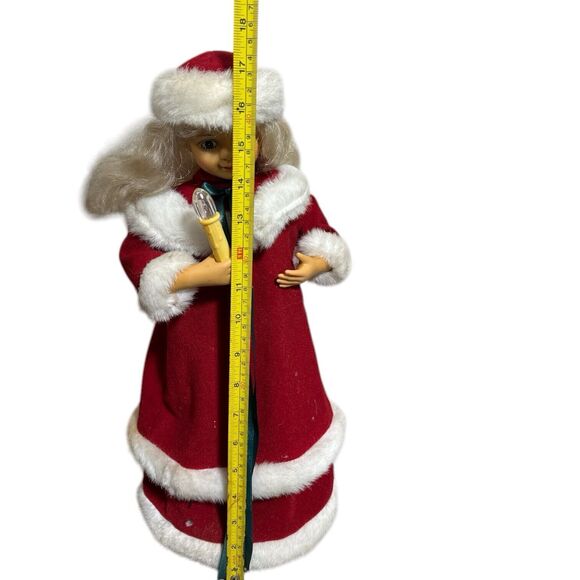 Vintage 17” Young Lady Mrs Claus Caroler Candle NOT WORKING Animated Sound - Picture 7 of 11